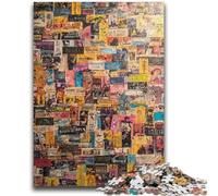 Jigsaws 1000 Pieces for Adults Paris Stamp Collage Decompressing Intellectual Educational Toy Great Gifts And Toys 26x38cm