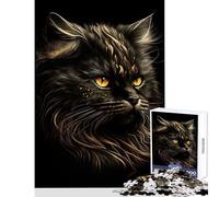 Jigsaws 1000 Pieces for Adults Persian Cats Black Gold Home Decoration Toys Art Work Gift for Educational Game Fun at Home Activities, Size 38x26cm
