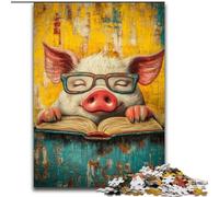Jigsaws 1000 Pieces for Adults Pig Reading Puzzle for Teenagers, Couples, And Friends for Birthdays, Christmas (size 26x38cm)