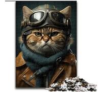 Jigsaws 1000 Pieces for Adults Pilot Cat Jigsaw Puzzle Made of Wood,Challenging Brain Teaser for Teenagers, Family Game Night Fun 1000pcs(50x75cm)