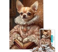 Jigsaws 1000 Pieces for Adults Pink Elegance Chihuahua Jigsaw for Adults DIY Toys Perfect Decoration Unique Birthday And Xmas Gifts (Size 75x50cm)