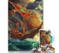 Jigsaws 1000 Pieces for Adults Pirate Ship Adult Puzzles,Fun Games Every Piece Is Unique - Challenging Family Fun Game (size 38x26cm)