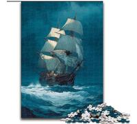 Jigsaws 1000 Pieces for Adults Pirate Ship,Educational Games Home Decoration for Is Ideal As A Gift for The Whole Family 38X26CM