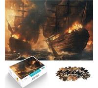 Jigsaws 1000 Pieces for Adults Pirate ship in battle Made of cardboard Suitable for people aged 14 and above Anti-stress educational toy Birthday gift, gifts, wall art。size:26x38cm/10.24x14.96inch
