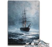 Jigsaws 1000 Pieces for Adults Pirate Ship Oil Painting Adult Jigsaw,Stress Reliever Difficult Challenge Suitable for Desktop Decoration (38x26cm)