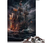 Jigsaws 1000 Pieces for Adults Pirate ship Puzzle for Adults Wood Jigsaw Toy Wall Decor （Size 50x75cm）