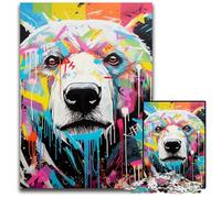 Jigsaws 1000 Pieces for Adults Polar Bear Graffiti Puzzles for Adults Fun at Home Activities, Birthday Present, Travel Gifts 26X38CM/10.23x14.96inch