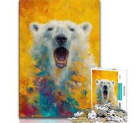 Jigsaws 1000 Pieces for Adults Polar Bear Painting Adult Jigsaw,Stress Reliever Difficult Challenge Suitable for Desktop Decoration 26x38cm
