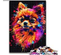 Jigsaws 1000 Pieces for Adults Pomeranian Dog Art Made of Wood, Ideal for Family Fun, Relaxation 50x75cm Birthday Party for Men Women