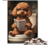 Jigsaws 1000 Pieces for Adults Poodle on The Toilet Jigsaw Puzzles Made of Wood Educational Activity for Cognitive Skills Cognitive Skill Improvement size 50X75CM