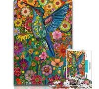 Jigsaws 1000 Pieces for Adults Psychedelic Animal Hummingbird Adult Puzzles,Fun Games Every Piece Is Unique - Challenging Family Fun Game (size 75x50cm)