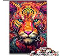Jigsaws 1000 Pieces for Adults Psychedelic Art Tiger Impossible Jigsaw Puzzles for Adults 50x75cm Brain-Challenging DIY Decorative Game, Family Interactive Toy