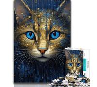 Jigsaws 1000 Pieces for Adults Psychedelic Cat Adult Puzzles,Fun Games Every Piece Is Unique - Challenging Family Fun Game (size 38x26cm)