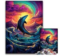 Jigsaws 1000 Pieces for Adults Psychedelic Color Dolphin Jigsaw Puzzles for Birthdays Holidays Best for Christmas 1000 PCS(75x50cm)