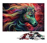 Jigsaws 1000 Pieces for Adults Psychedelic Colored Horses Puzzles for Adults Fun at Home Activities, Birthday Present, Travel Gifts 26X38CM/10.23x14.96inch