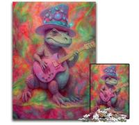 Jigsaws 1000 Pieces for Adults Psychedelic Dino GuitarJigsaw Puzzles for Adults for Home Decor Brain TrainingHoliday Gifts 1000 PCS(38x26cm)
