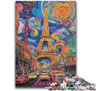 Jigsaws 1000 Pieces for Adults Psychedelic Eiffel Family Fun Fun at Home Activities, Birthday Present,Travel Gifts, for And 14 Years Old 26x38cm