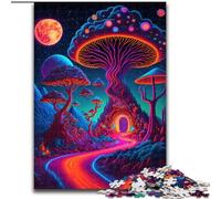 Jigsaws 1000 Pieces for Adults Psychedelic Mushroom Art Made of Wood, Perfect DIY Art Decor Or Birthday Gift 50x75cm Challenging Brain Teaser - Relaxing Toy for Teenagers