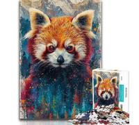Jigsaws 1000 Pieces for Adults Psychedelic Red Panda Adult Jigsaw,Stress Reliever Difficult Challenge Suitable for Desktop Decoration 26x38cm