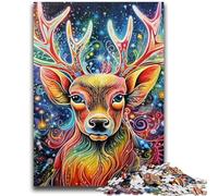 Jigsaws 1000 Pieces for Adults Psychedelic Reindeer Puzzles,Toys Educational Games Stress Relieving Unique Birthday And Gifts (38x26cm)