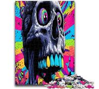 Jigsaws 1000 Pieces for Adults Psychedelic Skull 1000 Piece Jigsaw,Family Entertainment Toys with Matching Poster And Trivia Sheet (38x26cm)