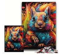 Jigsaws 1000 Pieces for Adults Psychedelic Squirrel Wooden Puzzles Brain Teaser Game for Teenagers, Perfect Size 50x75cm