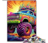 Jigsaws 1000 Pieces for Adults Psychedelic Truck Made of Wood, Perfect DIY Art Decor Or Birthday Gift 50x75cm for Birthdays, Holidays, And Special Occasions
