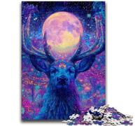 Jigsaws 1000 Pieces for Adults Psychedelic Visionary Deer Art 1000 Piece Jigsaw,Family Entertainment Toys with Matching Poster And Trivia Sheet (38x26cm)