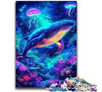 Jigsaws 1000 Pieces for Adults Psychedelic Whale Challenging Game And Family Play with Fully Interlocking Randomly Shaped Pieces 50x75cm
