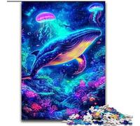Jigsaws 1000 Pieces for Adults Psychedelic Whale Made of cardboard, Perfect Christmas & New Year Gift, size 38x26CM for Holidays, Birthdays, And Family Game Nights
