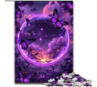 Jigsaws 1000 Pieces for Adults Purple Butterfly Planet cardboard Jigsaw Puzzles for Adults 26X38CM Fun at Home Activities, Birthday Present, Travel Gifts