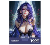 Jigsaws 1000 Pieces for Adults Purple Haired Anime Girl Puzzles for Adults Brain Teaser Game Stress Reliever Unique Birthday And Xmas Gifts 38x26cm/1000pcs
