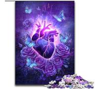 Jigsaws 1000 Pieces for Adults Purple Heart Wooden Jigsaw Puzzles for Adults 50X75CM Fun at Home Activities, Birthday Present, Travel Gifts