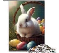 Jigsaws 1000 Pieces for Adults Rabbit Easter Bunny Animal Made of Wood, Gift for Men And Women, Daily & Special Occasion 50x75cm for Birthdays, Holidays, And Special Occasions