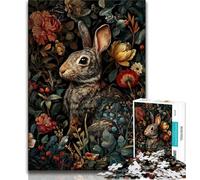 Jigsaws 1000 Pieces for Adults Rabbit Flowers,Stress Reliever Difficult Challenge Every Piece Is Unique - Challenging Family Fun Game (38x26cm)