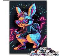 Jigsaws 1000 Pieces for Adults Rabbit Neon Made of Wood, Gift for Men And Women, Daily & Special Occasion 50x75cm for Birthdays, Holidays, And Special Occasions