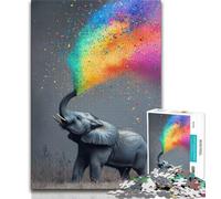 Jigsaws 1000 Pieces for Adults Rainbow Smoke Elephant 1000 Pieces for Adults,Birthday Present, Gifts, Wall Art for Age 14 Years Up (size 75x50cm)