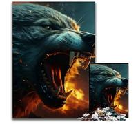 Jigsaws 1000 Pieces for Adults Raing Wolf Fire Mythology Puzzles for Adults Educational Activity for Cognitive Skills Cognitive Skill Improvement 1000 PCS(38x26cm)