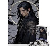 Jigsaws 1000 Pieces for Adults Raven's Oath - Dark Warrior Home Decoration Toys Gifts Ideas Educational Game Suitable for Desktop Decoration Size 38x52cm