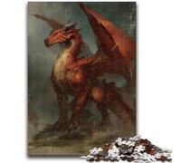 Jigsaws 1000 Pieces for Adults Red Flying Dragon Learning Educational Toys Family Games Enhance Love between Couples 26x38cm
