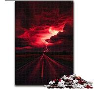 Jigsaws 1000 Pieces for Adults Red Lightning, Family Game Stress Reliever Difficult Challenge Enhance Love between Couples (size 26x38cm)