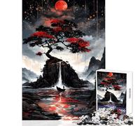 Jigsaws 1000 Pieces for Adults Red Moon Serenity Impossible Game Learning Educational Educational Toy Wishlist with Santa Claus (50x75cm)