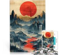 Jigsaws 1000 Pieces for Adults Red Sun Mountain Landscape Lernspiele DIY Spielzeug Geburtstagsgeschenk, Geschenke75x50cm
