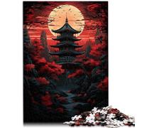 Jigsaws 1000 Pieces for Adults Red temple darkness of the moon Stress Relief Toys 26x38cm Unique Home Decor and Gifts for teenager 14+