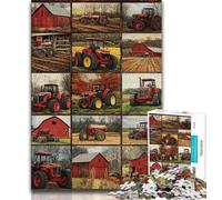 Jigsaws 1000 Pieces for Adults Red Tractor Collage 1000 Pieces for Teenagers,for Educational Game Challenge Toy Deal As Gifts for The Whole Family 75x50cm
