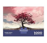 Jigsaws 1000 Pieces for Adults Red Tree Fantasy Landscape Jigsaws for Adults Hands-on Game Difficult Challenge Challenging Game Gifts 38x26cm/1000pcs
