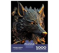 Jigsaws 1000 Pieces for Adults Regal Golden Fire Wolf Puzzles for Adults Brain Teaser Game Stress Reliever Unique Birthday And Xmas Gifts 38x26cm/1000pcs