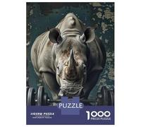 Jigsaws 1000 Pieces for Adults Rhino Fitness Muscles Gym Jigsaws for Adults Hands-on Game Difficult Challenge Challenging Game Gifts 38x26cm/1000pcs