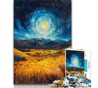 Jigsaws 1000 Pieces for Adults Rice Fields Under The Night Sky, Stress Reliever Difficult Challenge,Parent-child Interaction for Age 14 38x26cm
