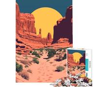 Jigsaws 1000 Pieces for Adults Rising Sun over Desert Canyon Minimalist Nature Art Illustration Educational Games Learning Educational Toys Gifts For Birthdays A Work of Art (Size 75x50cm)